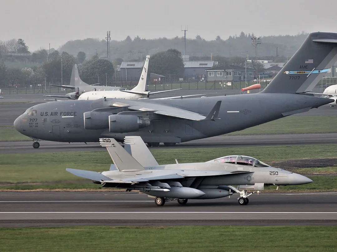 prestwick-aviation-services-several-military-aircraft-at-Glasgow-Prestwick-Airport